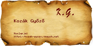 Kozák Győző névjegykártya